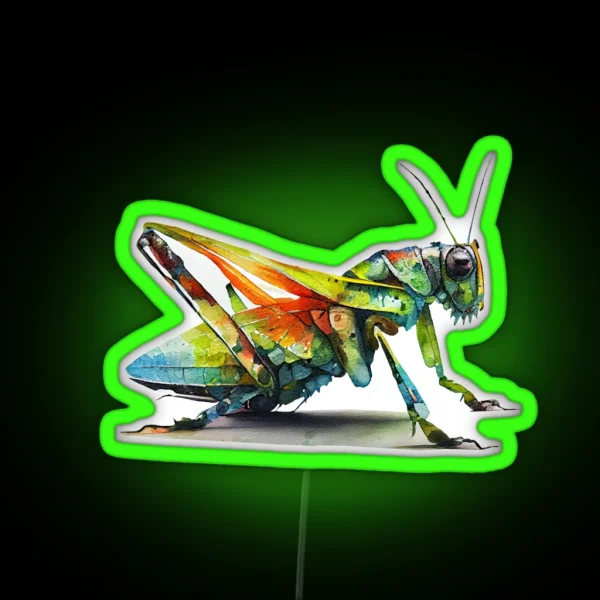 Grasshopper Colourful Art Watercolor Painting RGB Neon Sign