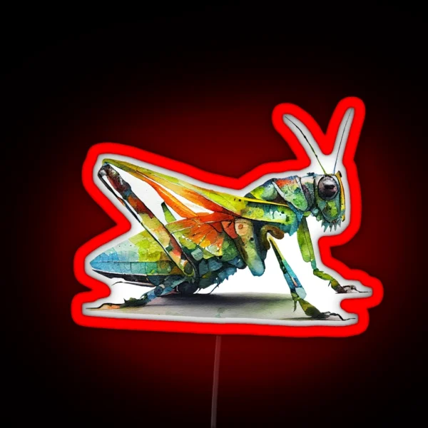 Grasshopper Colourful Art Watercolor Painting RGB Neon Sign