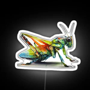 Grasshopper Colourful Art Watercolor Painting RGB Neon Sign