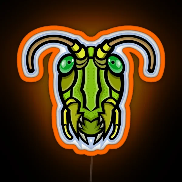 Grasshopper Head Mascot RGB Neon Sign