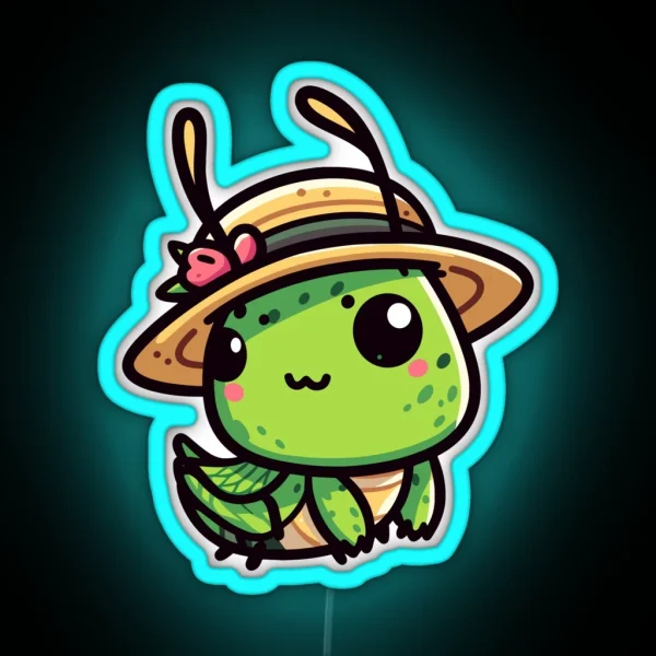 Grasshopper With Hat RGB Neon Sign