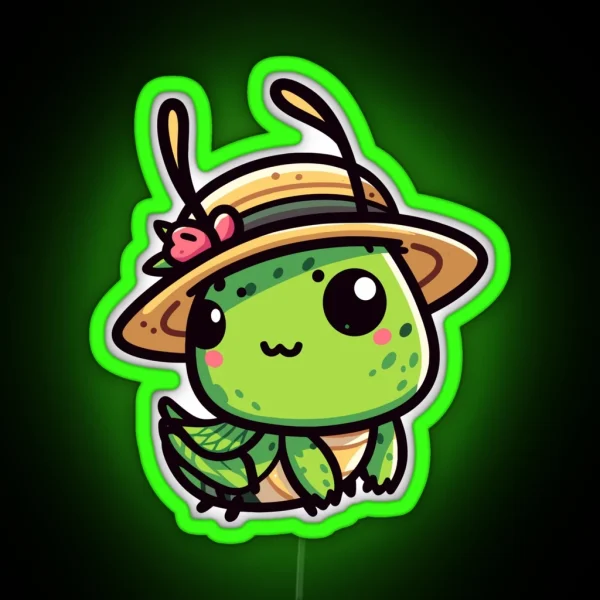 Grasshopper With Hat RGB Neon Sign