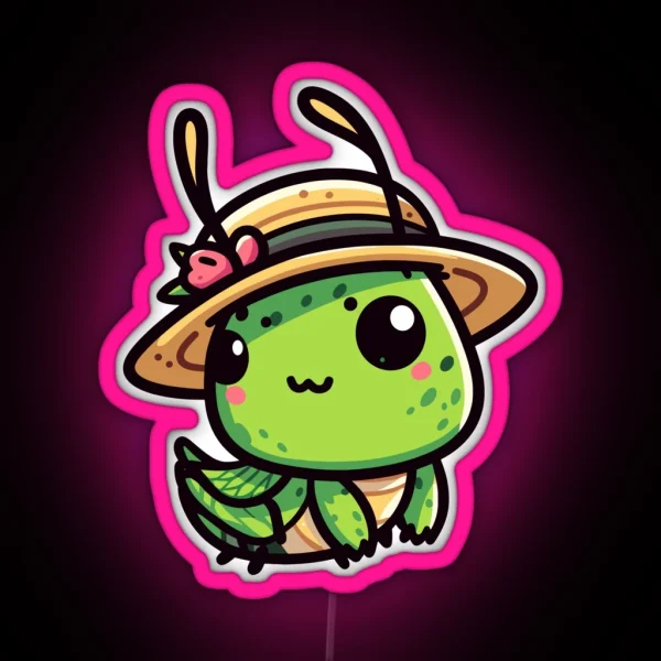 Grasshopper With Hat RGB Neon Sign
