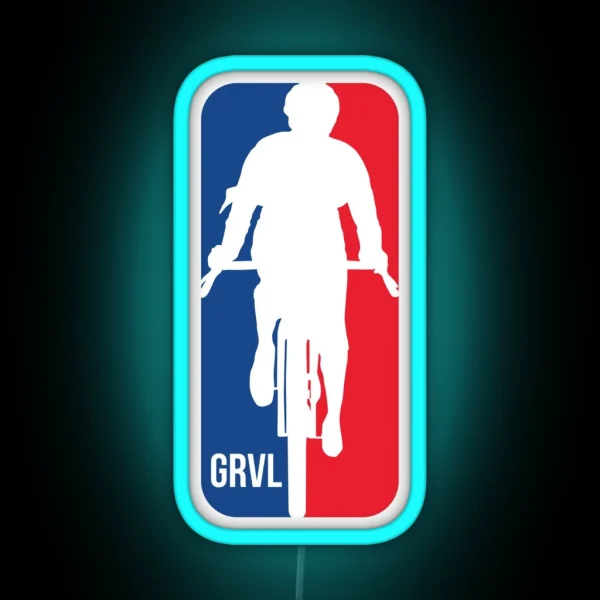 Gravel Cyclist Basketball Style Logo RGB Neon Sign