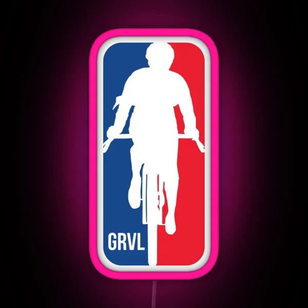 Gravel Cyclist Basketball Style Logo RGB Neon Sign