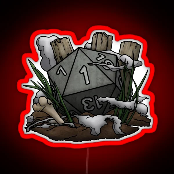 Graveyard Natural 1 Tabletop RPG Gaming Dice RGB Neon Sign