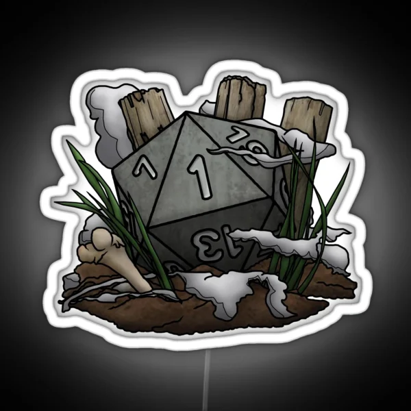 Graveyard Natural 1 Tabletop RPG Gaming Dice RGB Neon Sign