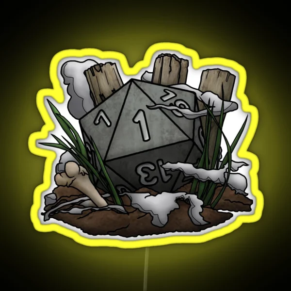 Graveyard Natural 1 Tabletop RPG Gaming Dice RGB Neon Sign