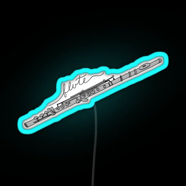 Gray Flute Line Art With Cursive Script RGB Neon Sign