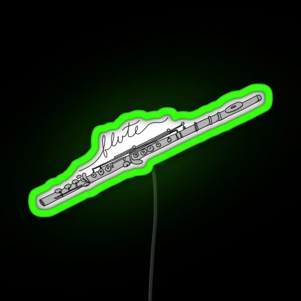 Gray Flute Line Art With Cursive Script RGB Neon Sign