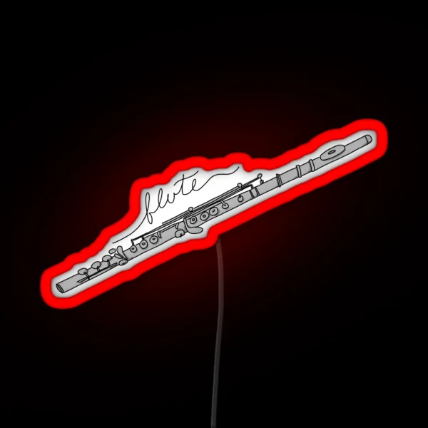 Gray Flute Line Art With Cursive Script RGB Neon Sign