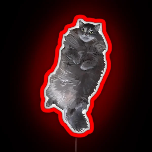 Gray Long Haired Cat RGB Neon Sign
