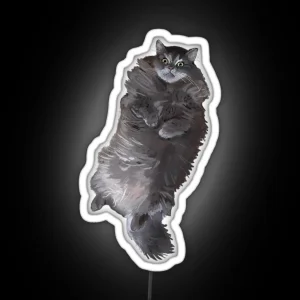 Gray Long Haired Cat RGB Neon Sign