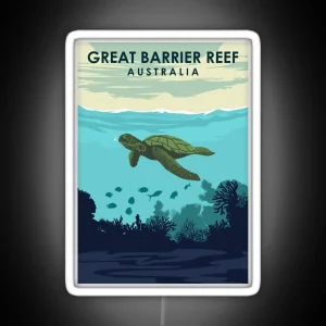 Great Barrier Reef Australia Queensland Vintage Travel Poster RGB Neon Sign