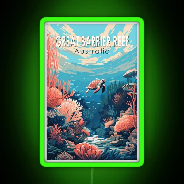 Great Barrier Reef Australia Travel Art RGB Neon Sign