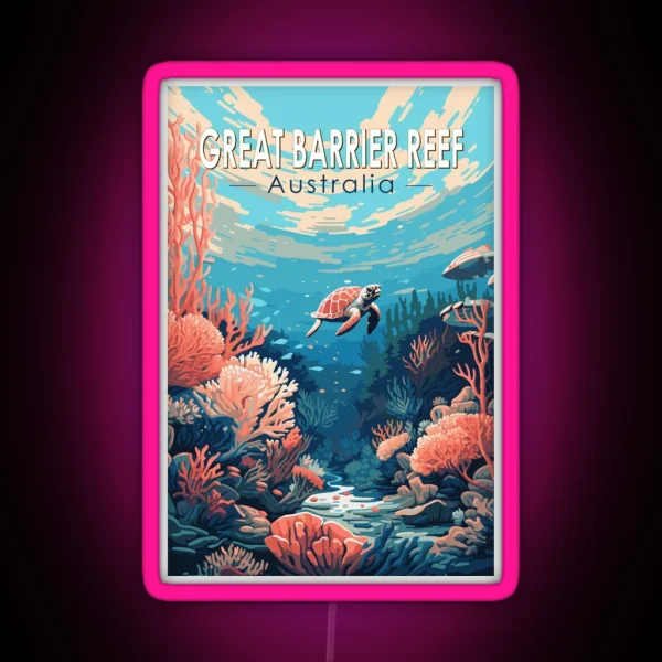 Great Barrier Reef Australia Travel Art RGB Neon Sign