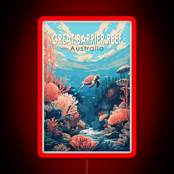 Great Barrier Reef Australia Travel Art RGB Neon Sign