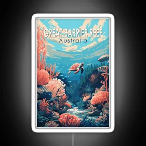 Great Barrier Reef Australia Travel Art Vintage RGB Neon Sign