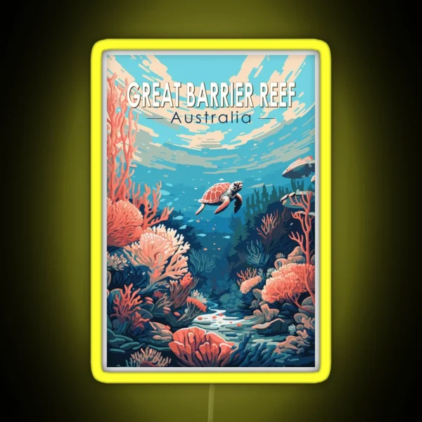 Great Barrier Reef Australia Travel Art RGB Neon Sign