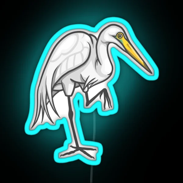 Great Egret RGB Neon Sign