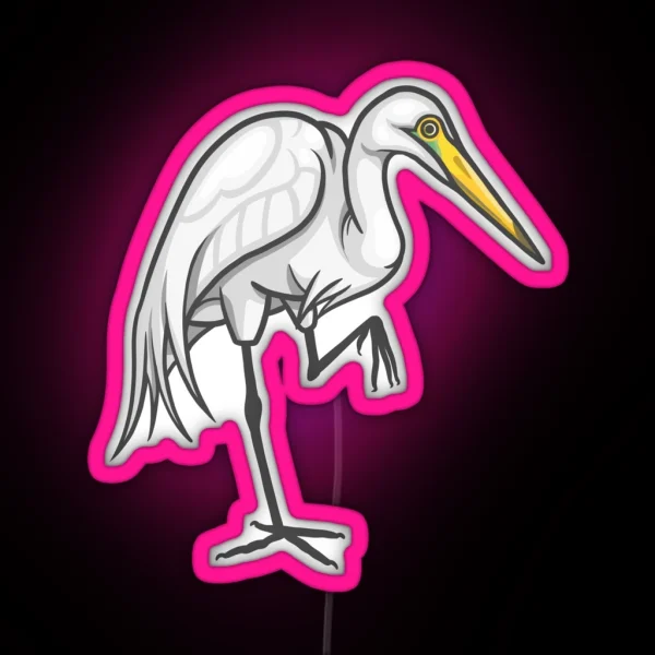 Great Egret RGB Neon Sign