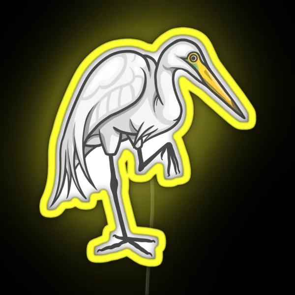 Great Egret RGB Neon Sign