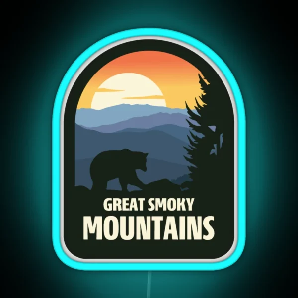 Great Smoky Mountains National Park Vintage Patch RGB Neon Sign