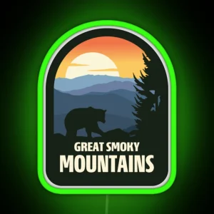 Great Smoky Mountains National Park Vintage Patch RGB Neon Sign