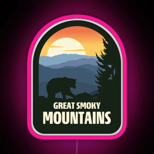 Great Smoky Mountains National Park Vintage Patch RGB Neon Sign