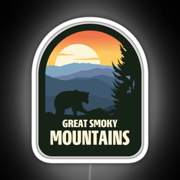 Great Smoky Mountains National Park Vintage Patch RGB Neon Sign