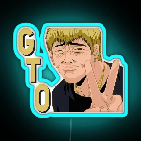 Great Teacher Onizuka GTO Peace Sign Aesthetic RGB Neon Sign