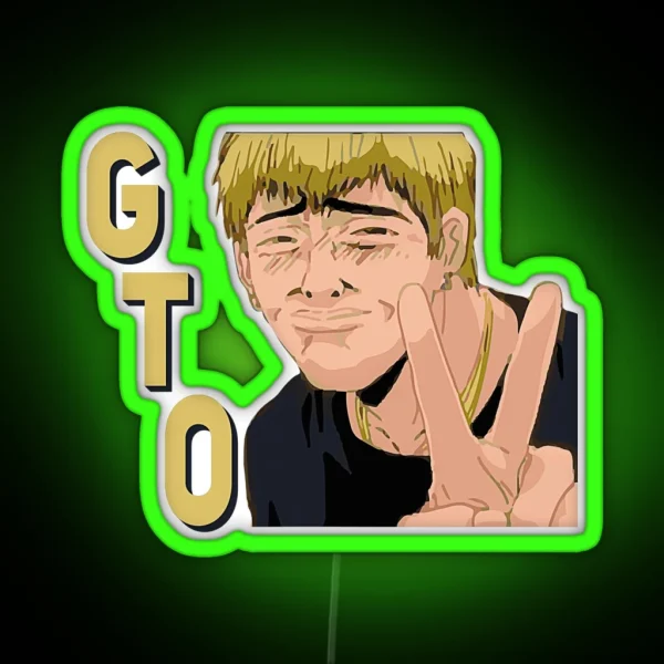 Great Teacher Onizuka GTO Peace Sign Aesthetic RGB Neon Sign