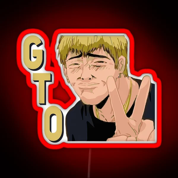 Great Teacher Onizuka GTO Peace Sign Aesthetic RGB Neon Sign