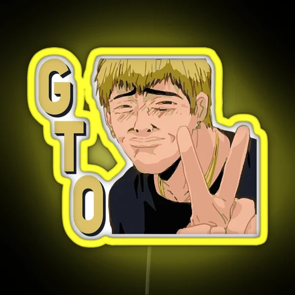 Great Teacher Onizuka GTO Peace Sign Aesthetic RGB Neon Sign