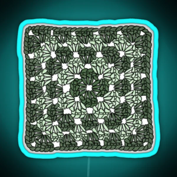 Green Crochet Granny Square RGB Neon Sign