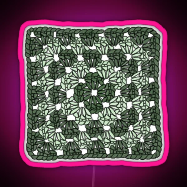Green Crochet Granny Square RGB Neon Sign