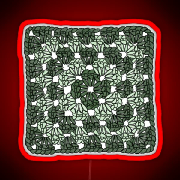 Green Crochet Granny Square RGB Neon Sign