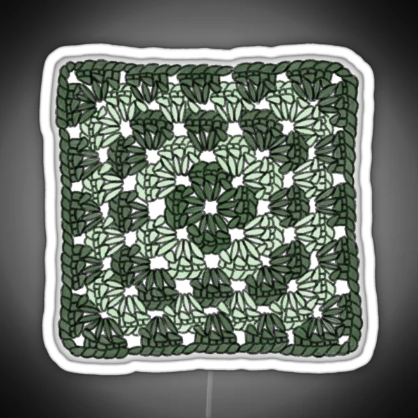 Green Crochet Granny Square RGB Neon Sign