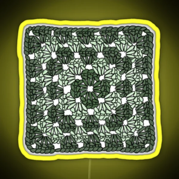 Green Crochet Granny Square RGB Neon Sign