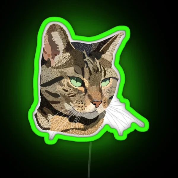Green Eyed Kitty RGB Neon Sign