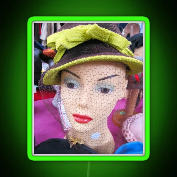 Green Hat Netting Mannequin RGB Neon Sign