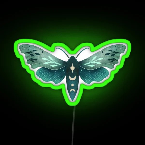 Green Hawk Moth 1 RGB Neon Sign
