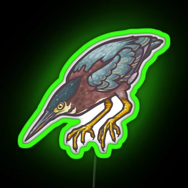 Green Heron RGB Neon Sign