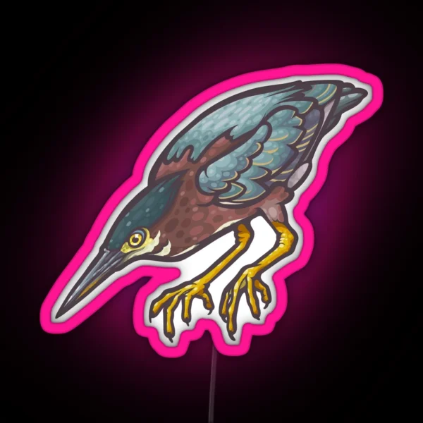 Green Heron RGB Neon Sign