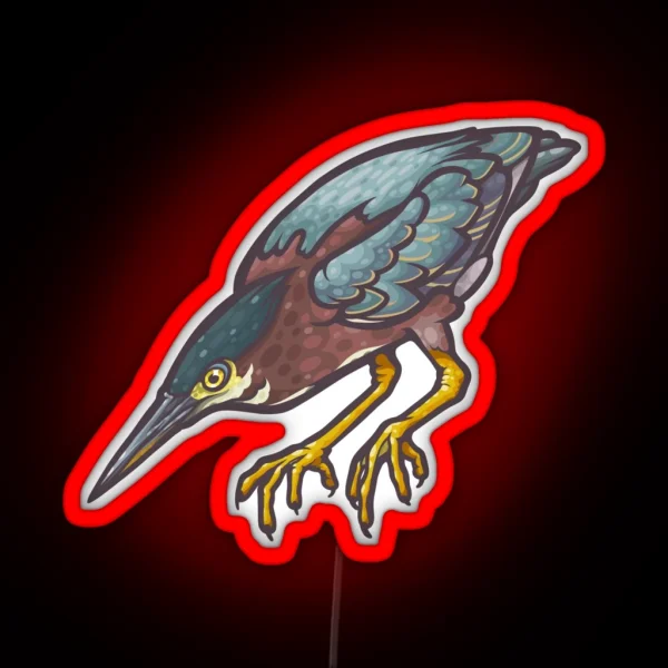 Green Heron RGB Neon Sign