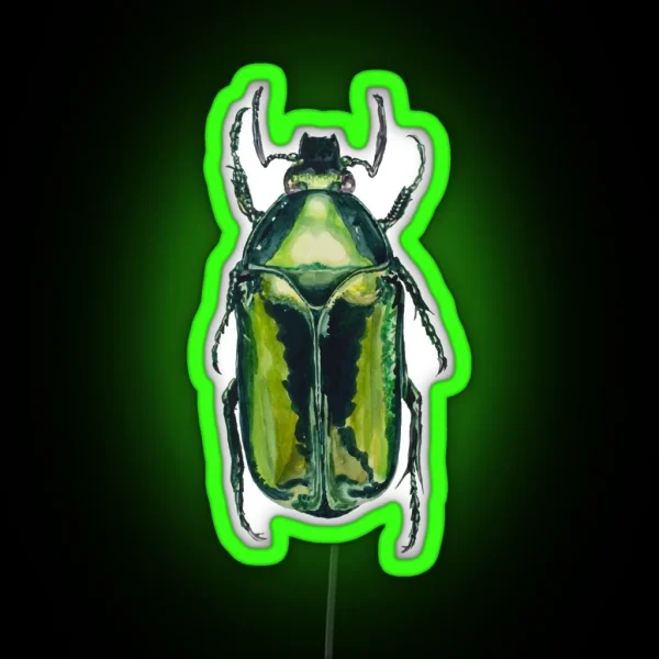 Green Scarab Beetle Agestrata Semperi Female RGB Neon Sign