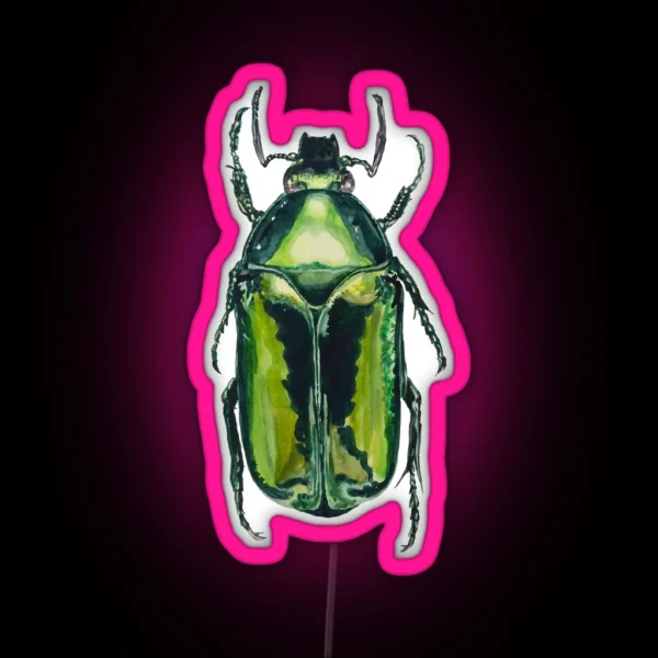 Green Scarab Beetle Agestrata Semperi Female RGB Neon Sign