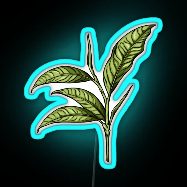 Green Tea Leaf Leaves RGB Neon Sign