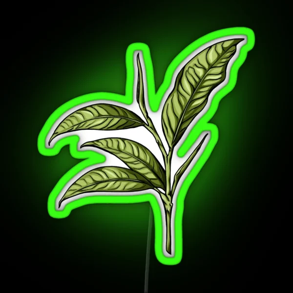 Green Tea Leaf Leaves RGB Neon Sign