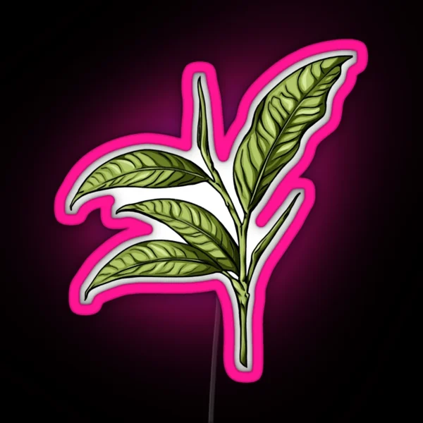 Green Tea Leaf Leaves RGB Neon Sign